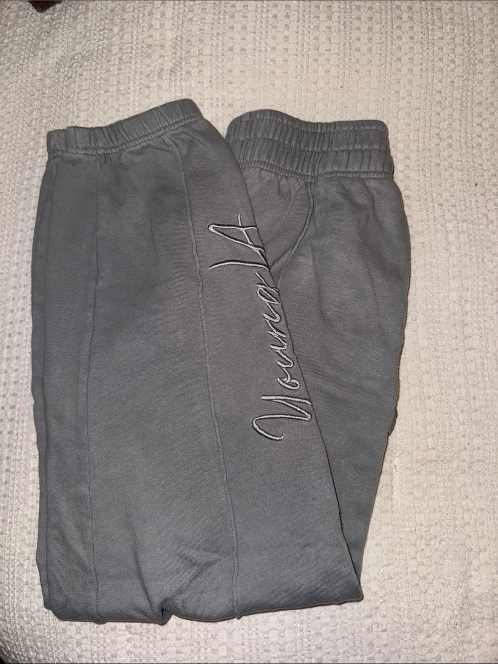 YoungLA Gray Track Joggers with Script Logo